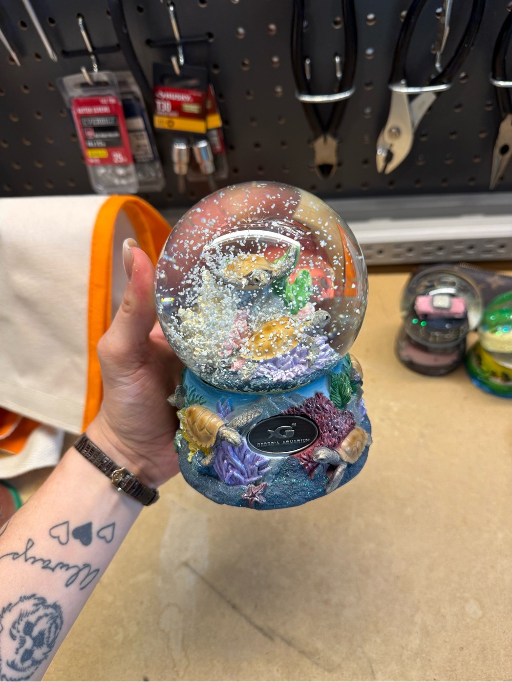 Georgia - Globe Underwater Coral Reef Snow Globe in Blue and Purple Accents